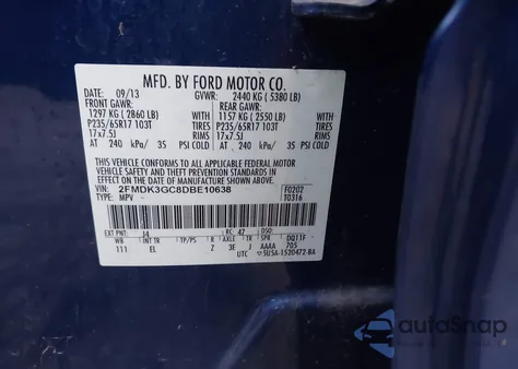 2013 Ford Edge Se z USA, uszkodzony, nr VIN 2FMDK3GC8DBE10638